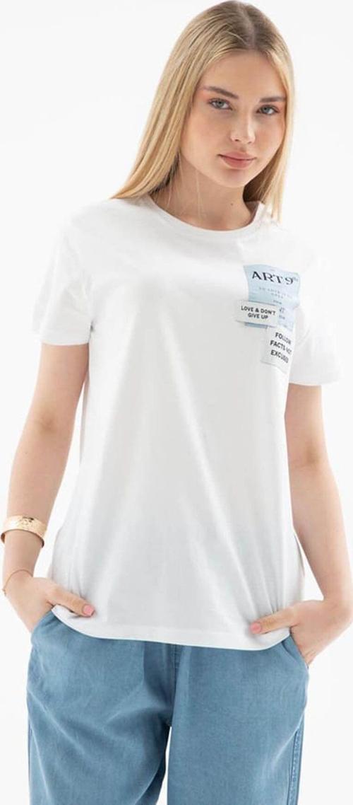 Baskılı %100 Pamuklu Beyaz Kadın T-Shirt 25Y0029K1