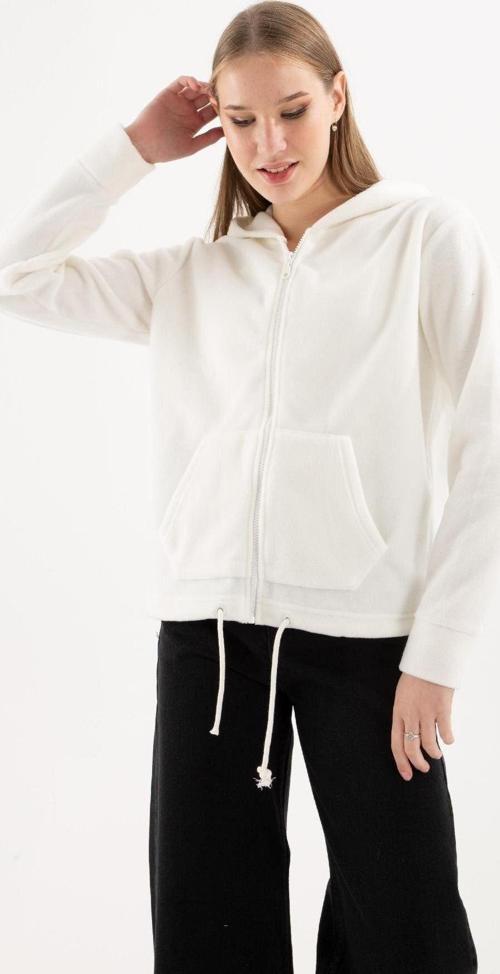 Fermuarlı Polar Sweat Ekru