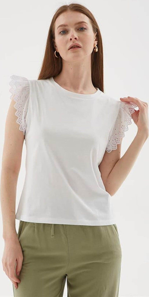 Fistolu Beyaz Kadın T-Shirt 25Y0544K1