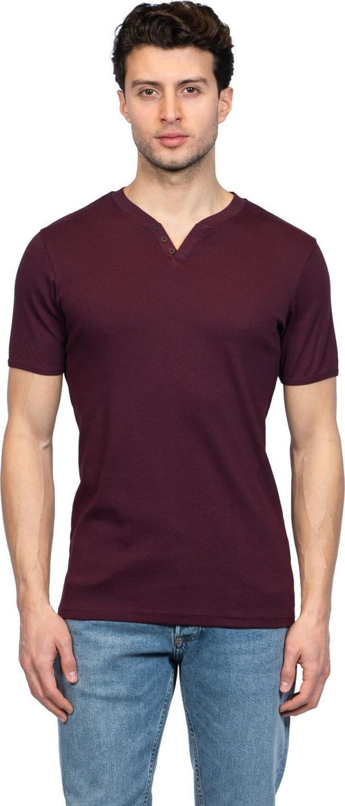 Hscstore Erkek V Yakalı Basic Vişne Tişört - 8401