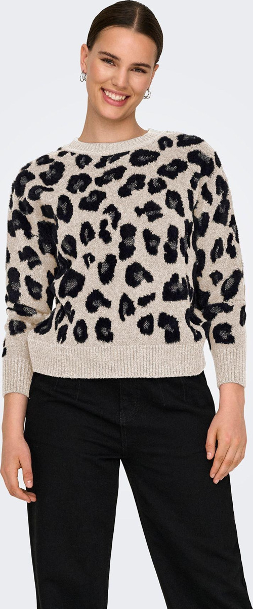 Onlsara Regular Fit Bisiklet Yaka Leoparlı Kazak Kazak 15332064