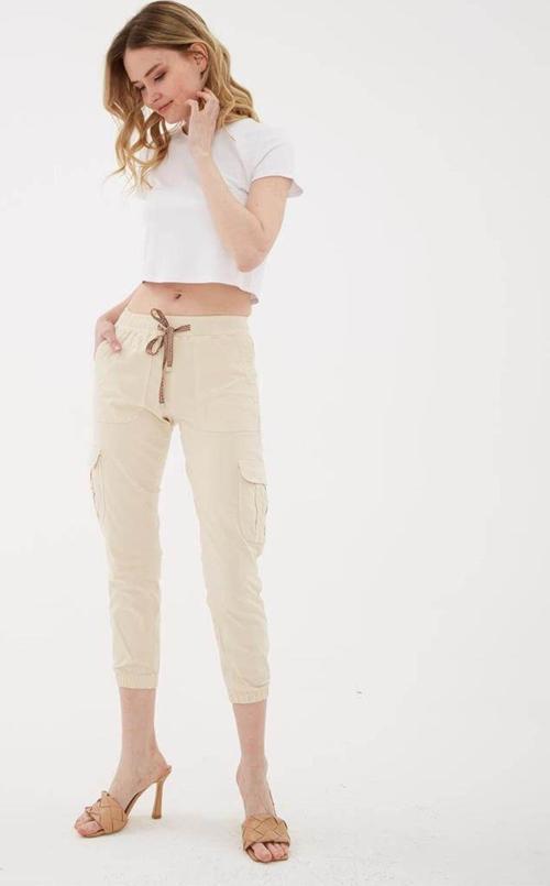 Kargo Cep Jogger Pantolon Bej