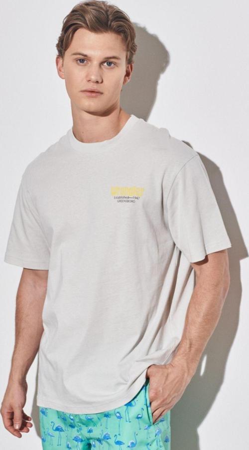 Loose Fit Rahat Kesim %100 Pamuk Bisiklet Yaka Ekru Tişört