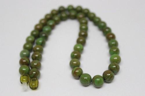 Afrika Turkuazı Taşı Kolye 8 Mm Kehribar Klipsli