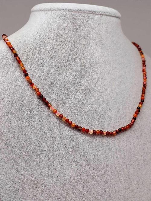 Akik Taşı 2,5mm 1000 Ayar Gümüş İpli Kolye (Sabit Klipsli)