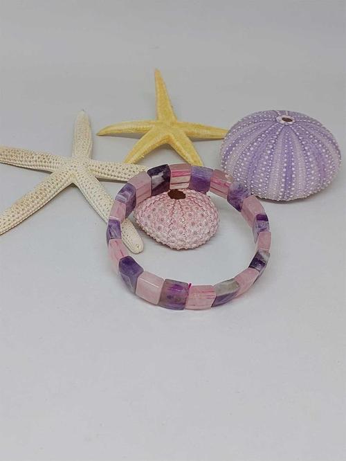 Ametist & Pembe Kuvars Taşı Rolex Model Unisex Bileklik