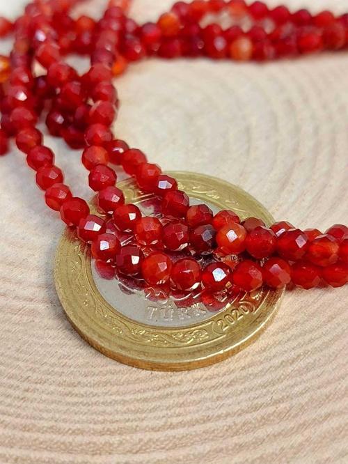 Akik Taşı YARIM Dizi 3mm (17cm uzunluğundadır) (41290)