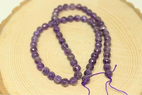 Ametist Taşı Canlı Renk Faset Kesim Yarım Dizi 6mm (18cm Uzunluğundadır)