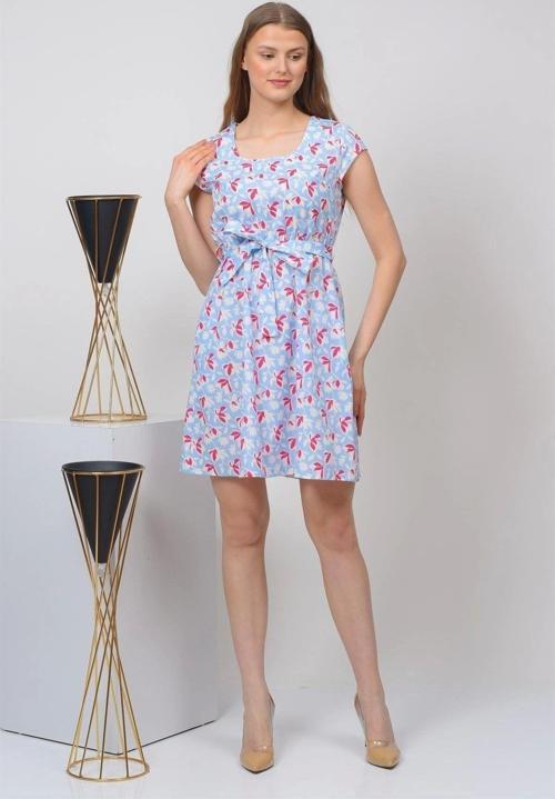Kadın kare Yaka cep Detaylı Mini Elbise 4434/97