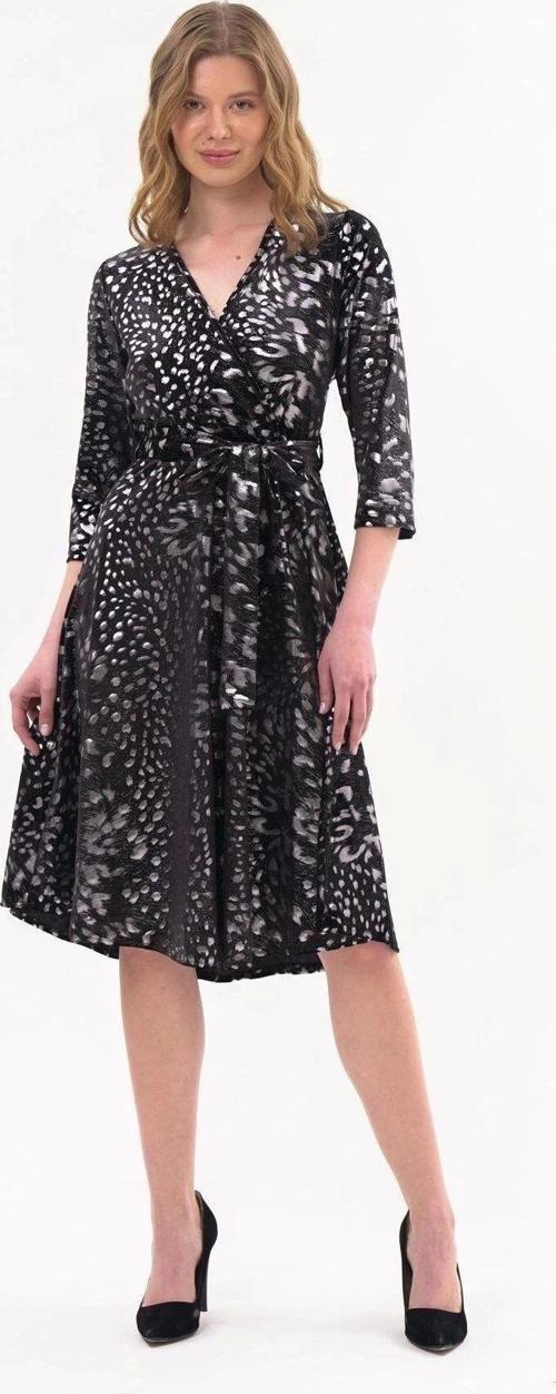 Kadın Leopar Desen Baskılı Kadife Midi Elbise 4477/110