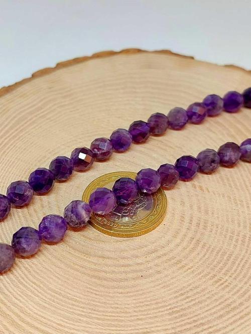 Ametist Taşı Koyu Renk Faset Kesim YARIM Dizi 8mm (18cm uzunluğundadır)