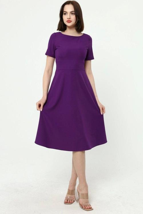 Kadın Bisiklet Yaka Midi Krep Elbise 4442/110