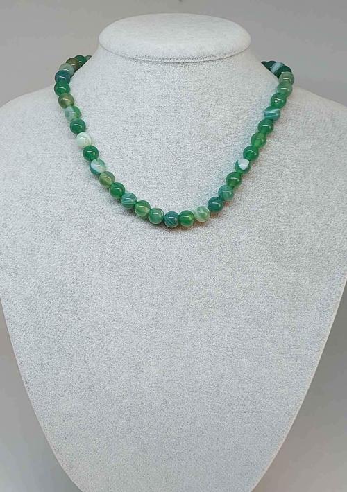 Akik Taşı Yeşil Kolye 8mm (7888) (klipsli)