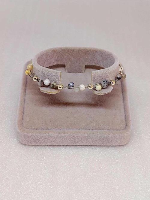 Beyaz Alacalı Opal Taşı Bileklik 4mm