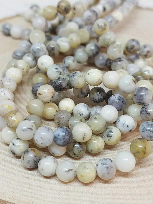 Beyaz Alacalı Opal Taşı Dizi 6mm