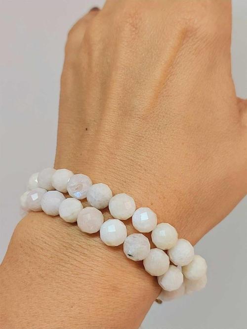 Ay Taşı Faset Kesim 8mm Unisex İkili Bileklik