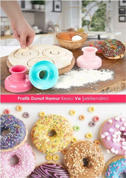 Süper Kaliteli Pratik Donut Hamur Kesici Şekillendirici