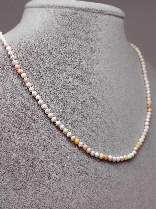 Beyaz Opal Taşı 3mm 1000 Ayar Gümüş İpli Kolye (Sabit Klipsli)
