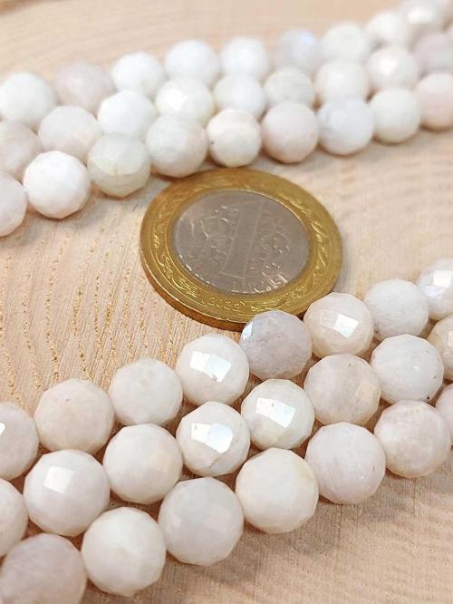 Ay Taşı Faset Kesim YARIM Dizi 8mm (18cm uzunluğundadır)