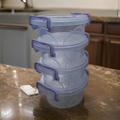 11*5 Cm Ebatınlarında 4'Lü Set Süper Kalitede Plastik Kilitli Şeffaf Saklama Kabı, Kahvaltılık