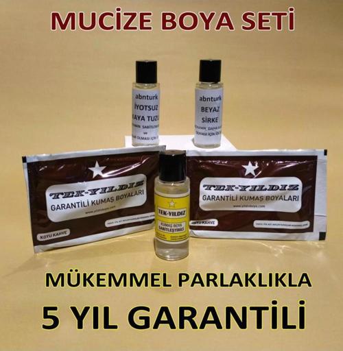 Koyu Kahve 5Li Set Kumaş Boyası Sabitleyici-Kalıcı İçin Sirke-Parlaklık İçin İyotlu Tuz-2 Poşet Boya