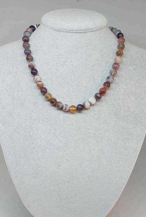 Botswana Akik Taşı Kolye 8mm (klipsli)