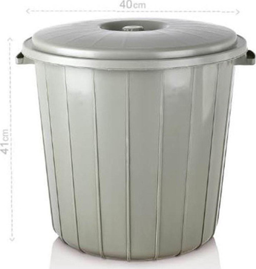 35 Litre Yuvarlak Battal Kapaklı Çöp Kovası Sağlam Kalite Plastik Çöp Kutusu Ø40 H41 Su Erzak Kovası