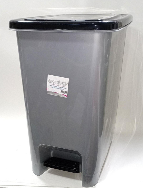 40 Litre Büyük Boy Pedallı Çöp Kovası Metalik Gri 43X32 H:53Cm Arkaplan Kırılmaz Çelik Tel Mekanizma
