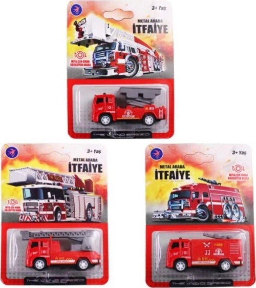 1 Adet Çek Bırak Oyuncak Mini Metal İtfaiye Arabası