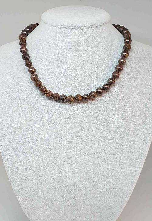 Bronzit Taşı Kolye 8mm (klipsli)