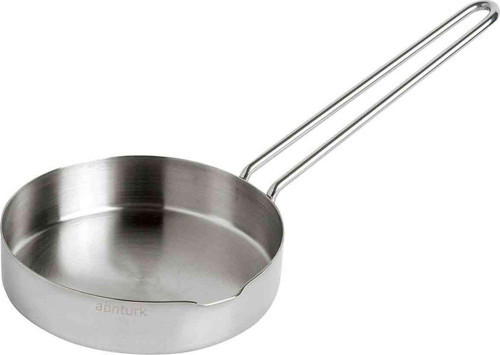 16 Cm Basık Kenarlı Çelik Tava Ultra Lüks Paslanmaz Inox Sos Tavası Metal Saplı Çok Amaçlı Kaçerola