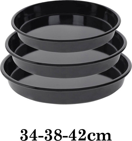 Emaye Fırın Tepsi Seti 34/38/42 Cm Boylarda 3 Tepsi Siyah