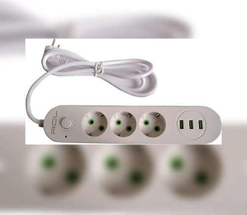 Anahtarlı 3 Usb 'Li 3 Girişli 1,5 Metre Kablo Akım Korumalı Priz