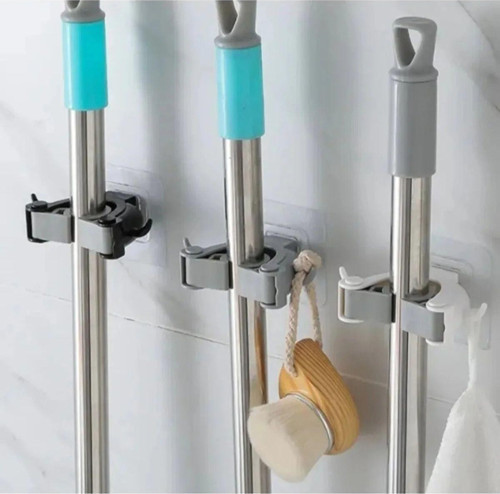 3 Adet Çok Amaçlı Paspas ,Süpürge, Fırça Ve Mob Askısı Sap Tutucu Mutfak Ve Banyo Askısı Set