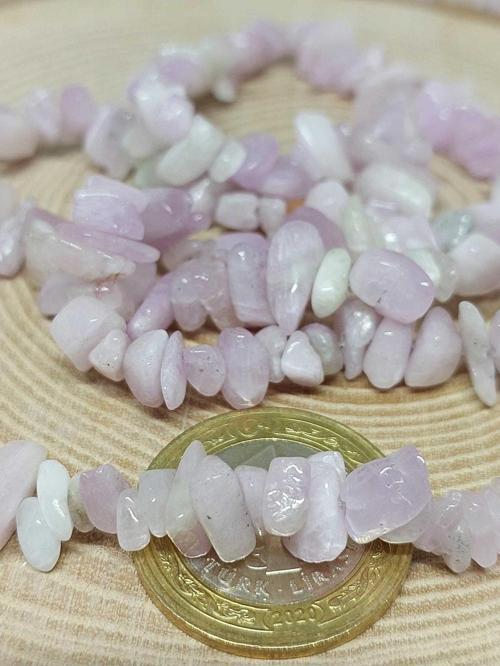 Delikli Kunzit Taşı Mini Boy 50 Adet