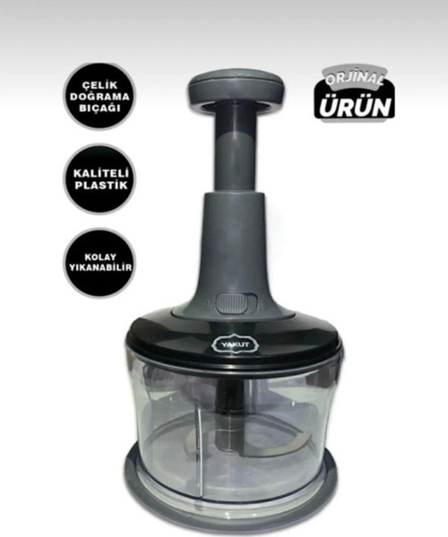 Paslanmaz Çelik Bıçaklı Üstten Basmalı El Rondosu El Blender Pratik Doğrayıcı
