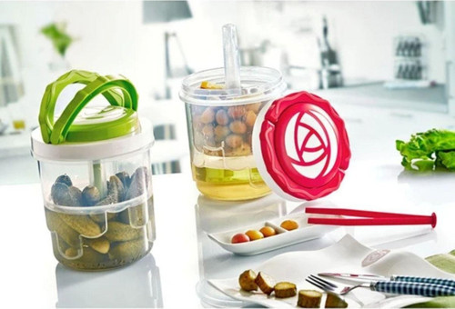 Süzgeçli Zeytin Turşu Saklama Kabı ( 1,5 Lt )Kırmızı Kapaklı