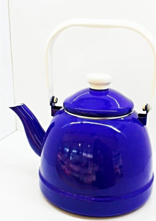 Büyük Boy Tutmalı Emaye Mavi Çaydanlık Demlik 3 Litre