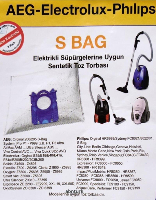 20 Adet S Bag Ultra Silencer Aus Viva Control Avc Viva Quick Stop Avq Elektrikli Süpürge Torbası