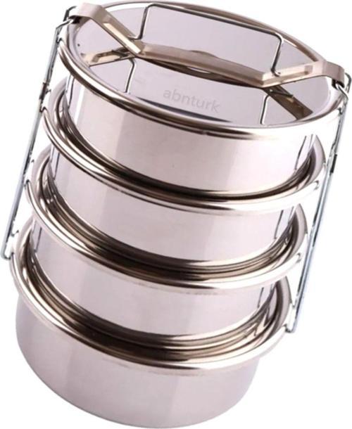 Paslanmaz Çelik 4Lü Sefer Tası 2Litre 3-5 Kişilik Yemek Taşıma Kabı 500Ml X4 Kab Isıtılabilir Taslar