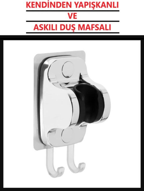 Duş Başlığı Askısı Mafsal Krom Kendinden Yapışkanlı Nano Güçlü 15 Kg Taşıyabilen Tutacak Duş Askısı