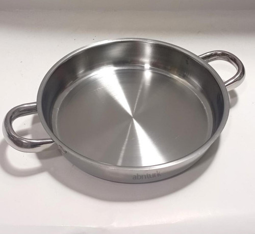 Çift Kulplu Tava 21Cm Paslanmaz Çelik Tabansız Sahan Piyasa Pazar Malı Çelik Yumurta Sağanı