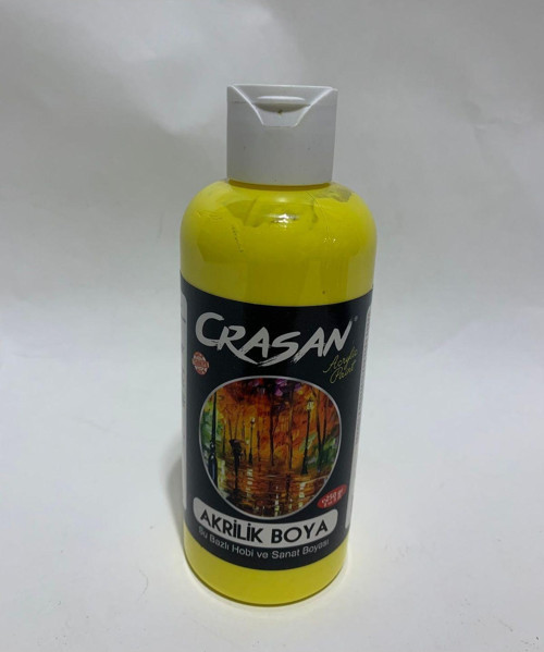 Sarı Renk 250Gr Su Bazlı Akrilik Boya Ahşap Strafor Tuval Seramik Kağıt Cam Vb Çok Kullanım Amaçlı