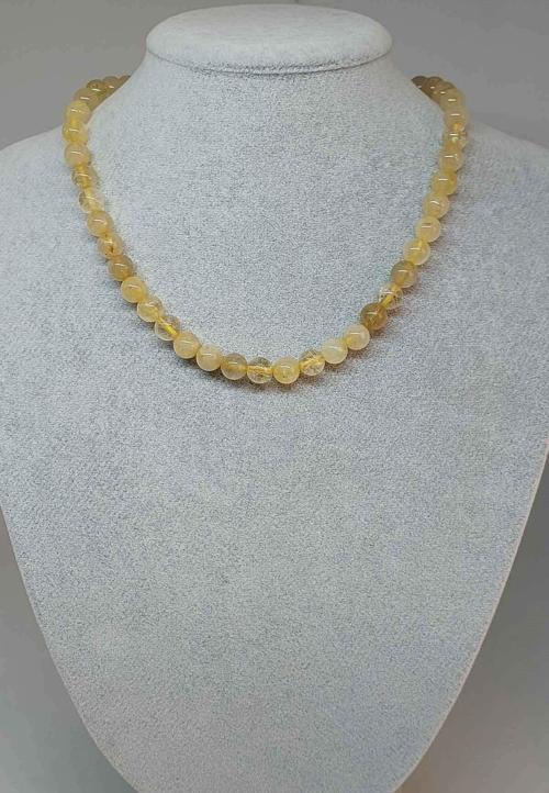 Gold Beril Taşı 8mm Kolye (klipsli)