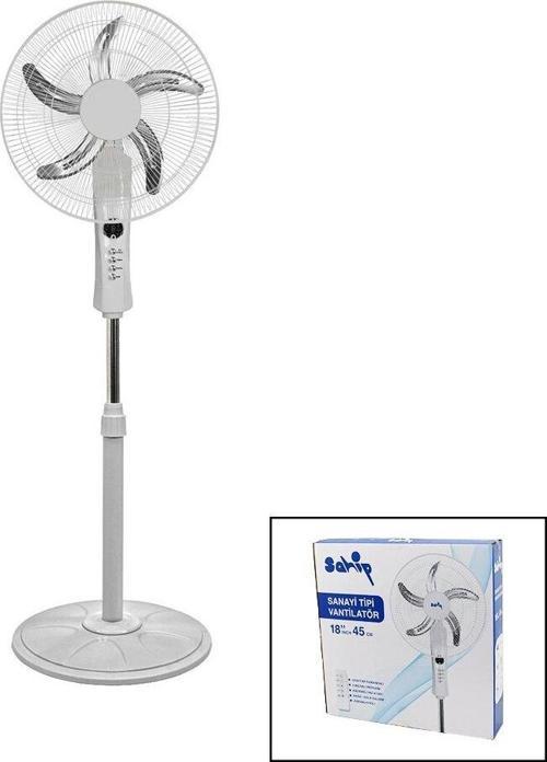 18 İNC 45 CM KUMANDALI  SANAYİ TİPİ AYAKLI VANTİLATÖR 5-METAL PERVANE 3-KADEME HIZ 65W Y:137CM (5060)