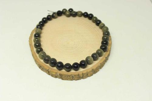 Golden & Siyah Obsidyen Taşı Dizi 11-12.5mm Aralığındadır