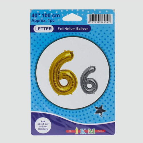Gümüş Renkli 100 Cm Dev Boyutlu Folyo 6 Rakamlı Balon