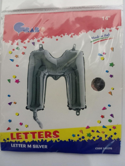 Gümüş Renkli 36 Cm Boyutlu M Harfi Folyo Balon