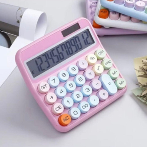 Güneş Enerjili Ve Pilli 27 Haneli Geniş Lcd Ekran Büyük Yuvarlak Düğmeli Hesap Makinesi