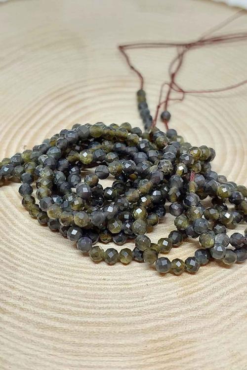 Golden & Siyah Obsidyen Taşı YARIM Dizi 2,5mm (17cm uzunluğundadır)